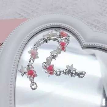 Модный браслет с пятиконечной звездой и жемчугом, изысканный браслет Love Y2K, розовый браслет со звездами, женские вечерние украшения, подарок другу