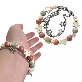 Модный браслет с пятиконечной звездой, простой многослойный браслет, регулируемые пентаграммы, браслет из бисера, ювелирные изделия, подарок на день рождения 1