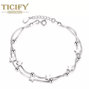 Модный браслет с пятиугольными квадратными шариками и шариками