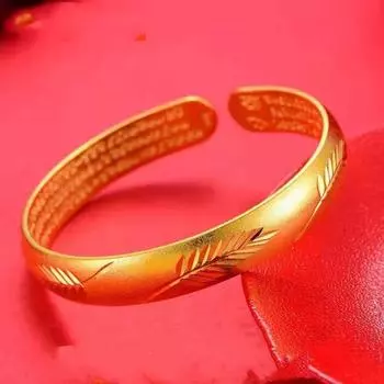 Модный браслет с сусальным золотом, женская древняя трансляция сутры золотого сердца Фаша в прямом эфире, браслет в том же стиле, браслет из шести символов истинных слов Adjustable size