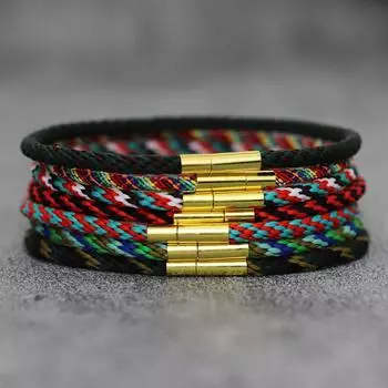 Модный браслет смешанного цвета с золотой магнитной застежкой, плетеный браслет для мужчин и женщин, хлопковая пеньковая веревка, ювелирные изделия, аксессуары, подарок друзьям