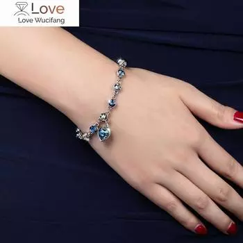 Модный браслет, свадебный женский браслет с сердечком из кристаллов для женщин, роскошный темпераментный серебряный -цвет, изящные ювелирные изделия, подарок