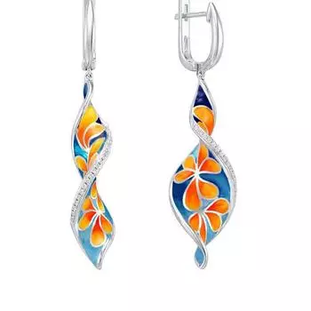 Модный браслет, винтажные женские серьги со стразами, инкрустированные спиралью, эмалью, плюмерией, висячие серьги, ювелирные изделия платиновый