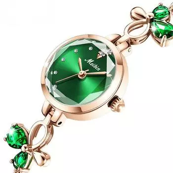 Модный браслет женские часы темперамент огранка маленький циферблат кварцевые бабочки браслет со стразами часы