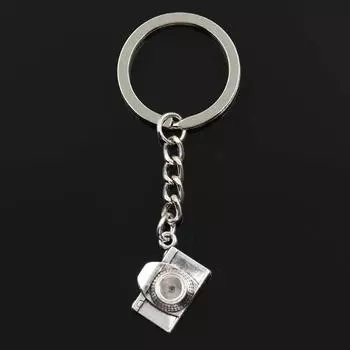 Модный брелок 16x21x6 мм в стиле ретро, подвески для камеры, сделай сам, мужские ювелирные изделия, автомобильный брелок для ключей, кольцо, держатель, сувенир серебряный