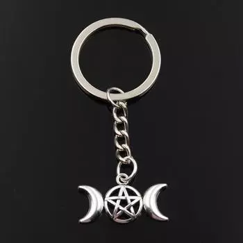 Модный брелок 16x30 мм Тройной Викинг Лунная Звезда Богиня подвески DIY мужские ювелирные изделия автомобильный брелок кольцо держатель подарок серебряный
