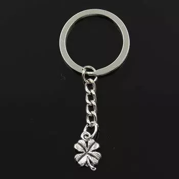 Модный брелок 17x11 мм Lucky Irish четырехлистный клевер подвески DIY мужские ювелирные изделия автомобильный брелок кольцо держатель сувенир для подарка белый