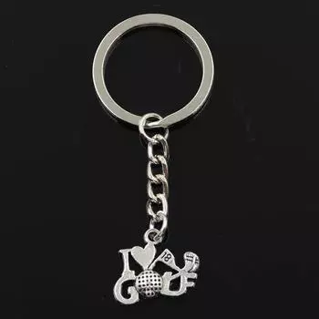 Модный брелок 17x22 мм, подвески «Я люблю гольф», «сделай сам», мужские ювелирные изделия, автомобильный брелок, кольцо, держатель, сувенир для подарка серебряный