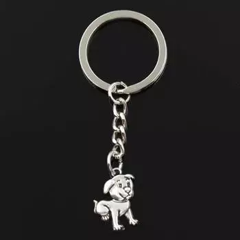 Модный брелок 21x16 мм, подвески с милой собакой, сделай сам, мужские ювелирные изделия, автомобильный брелок, кольцо, держатель, сувенир для подарка серебряный