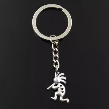 Модный брелок 25x17 мм, родной kokopelli, серебряный цвет, подвески, сделай сам, мужские ювелирные изделия, автомобильный брелок, кольцо, держатель, сувенир для подарка серебряный