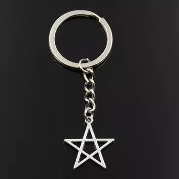 Модный брелок 25x23 мм, полая пятиконечная звезда, серебряные подвески цвета «сделай сам», мужские ювелирные изделия, автомобильный брелок, кольцо, держатель, сувенир, подарок серебряный
