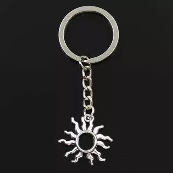 Модный брелок 25x26 мм, солнечные подвески, сделай сам, мужские ювелирные изделия, автомобильный брелок, кольцо, держатель, сувенир для подарка серебряный