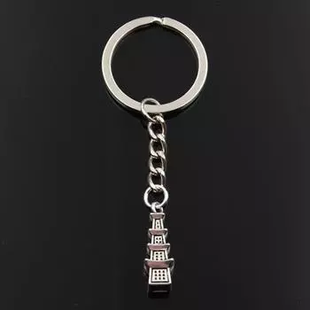 Модный брелок 26x8x8 мм 3D подвески в виде башни DIY мужские ювелирные изделия автомобильный брелок кольцо держатель сувенир для подарка серебряный