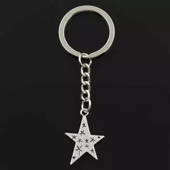 Модный брелок 28x21 мм, подвески со звездой и пентаграммой, сделай сам, мужские ювелирные изделия, автомобильный брелок, кольцо, держатель, сувенир для подарка белый