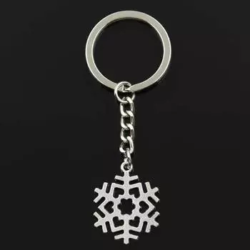 Модный брелок 29x23 мм, снежинка, серебряный цвет, подвески, сделай сам, мужские ювелирные изделия, автомобильный брелок, кольцо, держатель, сувенир для подарка