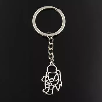 Модный брелок 30x18 мм, космический человек, Вселенная, космонавт, серебряные подвески, сделай сам, мужские ювелирные изделия, автомобильный брелок, кольцо-держатель для подарка серебряный