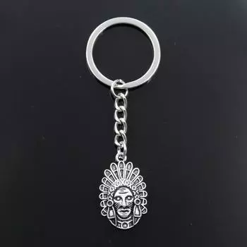 Модный брелок 31x19 мм, индийские подвески вождей старейшин, сделай сам, мужские ювелирные изделия, автомобильный брелок, кольцо, держатель, сувенир для подарка серебряный