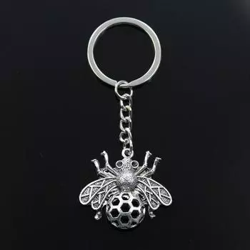 Модный брелок 33x36 мм, пчелиный шершень, мед, подвески в виде пчелы, сделай сам, мужские ювелирные изделия, автомобильный брелок, кольцо, держатель, сувенир для подарка серебряный