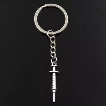 Модный брелок 36x9 мм, шприц для доктора и медсестры, серебряные подвески, сделай сам, мужские ювелирные изделия, автомобильный брелок, кольцо, держатель, сувенир для подарка серебряный