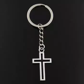 Модный брелок 38x21 мм, полые крестики, подвески, сделай сам, мужские ювелирные изделия, автомобильный брелок, кольцо, держатель, сувенир для подарка серебряный