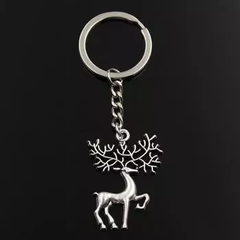 Модный брелок 40x30 мм, рождественский олень, лось, серебряный цвет, подвески, сделай сам, мужские ювелирные изделия, автомобильный брелок, кольцо, держатель, сувенир для подарка серебряный