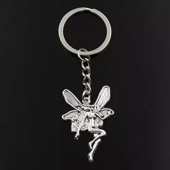 Модный брелок 42x29 мм, бабочка, фея, ангел, серебряный цвет, подвески, сделай сам, мужские ювелирные изделия, автомобильный брелок, кольцо, держатель, сувенир для подарка серебряный