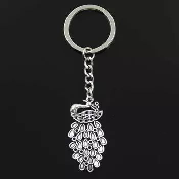Модный брелок 44x22 мм птица Павлин Феникс бронзовые подвески DIY мужские ювелирные изделия автомобильный брелок кольцо держатель подарок серебряный