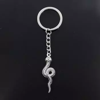 Модный брелок 46x15 мм, подвески в виде змеи кобры, сделай сам, мужские ювелирные изделия, автомобильный брелок, кольцо, держатель, сувенир для подарка серебряный