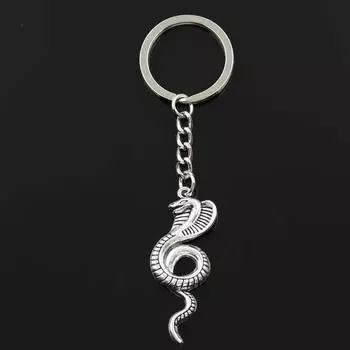 Модный брелок 49x19 мм Королевская кобра, змея, бронзовые подвески, сделай сам, мужские ювелирные изделия, автомобильный брелок, кольцо, держатель, сувенир, подарок бронзовый