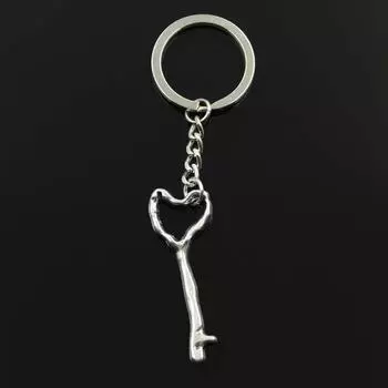 Модный брелок 51x18 мм в деревенском стиле, ключ в форме сердца-скелета, серебряный цвет, подвески, сделай сам, мужские ювелирные изделия, автомобильный брелок, кольцо, держатель, сувенир, подарок серебряный