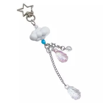 Модный брелок, аксессуар для сумки, облако, звезда, цепочка для ключей, милый брелок в виде облака для женщин, девочек, подвеска для сумки, кошелька, рюкзака белый