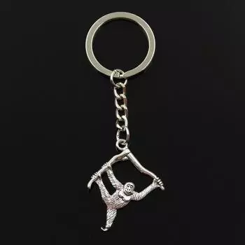 Модный брелок для ключей 30 мм, металлический брелок для ключей, ювелирные изделия с антикварным покрытием, подвесная подвеска в виде обезьяны 39x32 мм серебряный