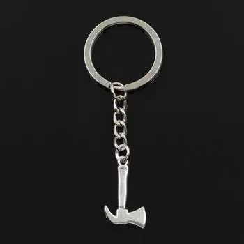 Модный брелок для ключей 30 мм, металлический брелок для ключей, ювелирные изделия, античное серебро, цветное покрытие, пожарный топор, топор 26x15 мм, кулон серебряный