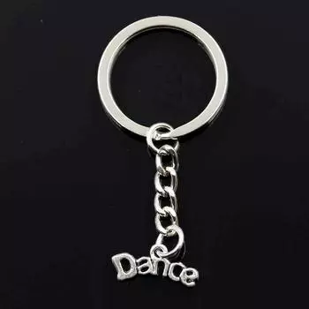 Модный брелок для ключей 30 мм, металлический брелок для ключей, ювелирные изделия, античное серебро, цветные пластины, танцевальная подвеска 20x9 мм серебряный