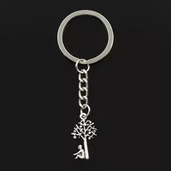 Модный брелок для ключей 30 мм, металлический брелок для ключей, ювелирные изделия, античное серебро, с покрытием Ньютона, дерево гравитации, 25x14 мм, кулон серебряный