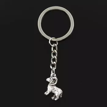 Модный брелок для ключей 30 мм, металлический брелок для ключей, ювелирные изделия, антикварное покрытие, кулон с изображением козла барана 23x19 мм серебряный