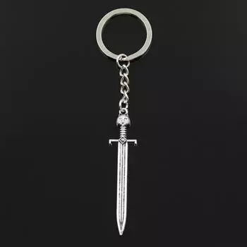 Модный брелок для ключей 30 мм, металлический брелок для ключей, ювелирные изделия, античная бронза, меч, кошка, 66x15 мм, подвеска серебряный