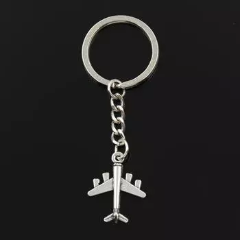 Модный брелок для ключей 30 мм, металлический брелок для ключей, ювелирные изделия, античная бронза, серебро, цветное покрытие, подвеска в виде самолета 27x21 мм серебряный