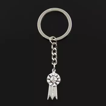 Модный брелок для ключей 30 мм, металлический брелок для ключей, ювелирные изделия, античное серебро с цветным покрытием, 1-я медаль, кулон 27x12 мм серебряный