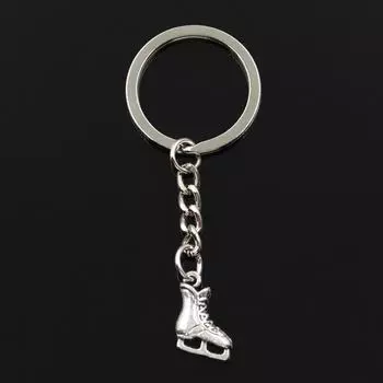 Модный брелок для ключей 30 мм, металлический брелок для ключей, ювелирные изделия, антикварное покрытие, коньки, обувь, 17x12 мм, кулон серебряный
