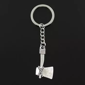 Модный брелок для ключей 30 мм, металлический брелок для ключей, ювелирные изделия с антикварным покрытием, топор, кулон с топором 41x21 мм серебряный