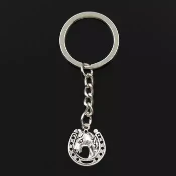 Модный брелок для ключей 30 мм, металлический брелок для ключей, ювелирные изделия с антикварным покрытием, винтажная подвеска в форме лошадиной подковы 21x19 мм серебряный