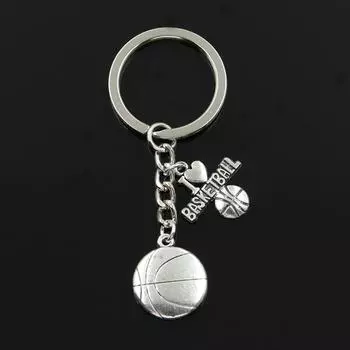 Модный брелок для ключей 30 мм, ювелирные изделия серебряного цвета, подвеска «Я люблю баскетбол» серебряный