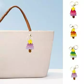 Модный брелок для ключей Рождественская елка ручной работы вязаный крючком кулон декоративная сумочка шерстяной брелок