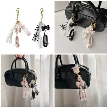 Модный брелок для ключей с подвеской в виде бисера, декоративный аксессуар для сумки, кошелька чёрный