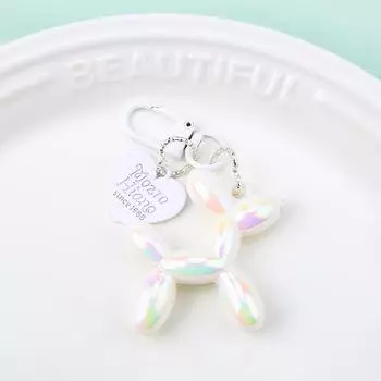 Модный брелок для ключей в стиле панк Y2K, брелки с изображением собак на воздушных шарах для женщин, подвеска на сумку, ювелирное изделие, безделушка, брелок для ключей на машину для девушки, брелок для ключей, аксессуары белый