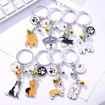 Модный брелок для ключей в виде собаки, подвеска в виде белого мальтийского животного, эмалированный брелок для женщин, сумка, ювелирные изделия для девочек, 10 см, 1 шт.