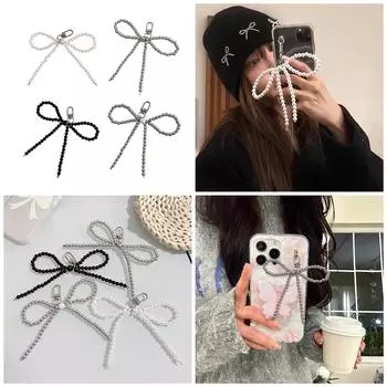 Модный брелок для мобильного телефона с бусинами, аксессуар для ключей, персонализированное украшение для любителей моды 1 чёрный