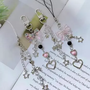 Модный брелок ручной работы бабочка узел брелок сердечко бант брелок кулон универсальный звездный телефон аксессуар