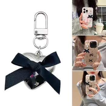 Модный брелок шикарный бант брелки сердце наушники чехол подвеска сплав материал подарок для модных женщин чёрный